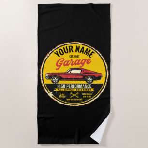Toalla De Playa Garaje Fastback Red Classic para coches personaliz