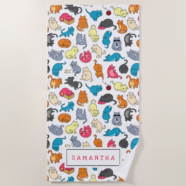Toalla De Playa Gatitos traviesos gatitos personalizados por la mu (Anverso)