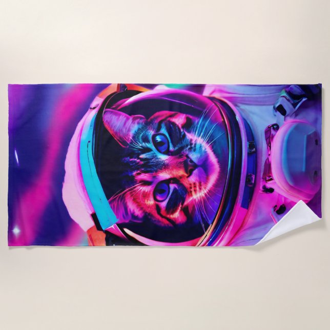 Toalla De Playa gato astronauta (Anverso)