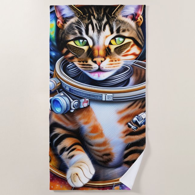 Toalla De Playa Gato astronauta de galaxia (Anverso)