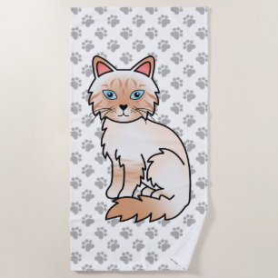 Toalla De Playa Gato atigrado rojo Birman / Ragdoll adorable & pat