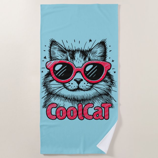 Toalla De Playa Gato Cool 1 (Anverso)
