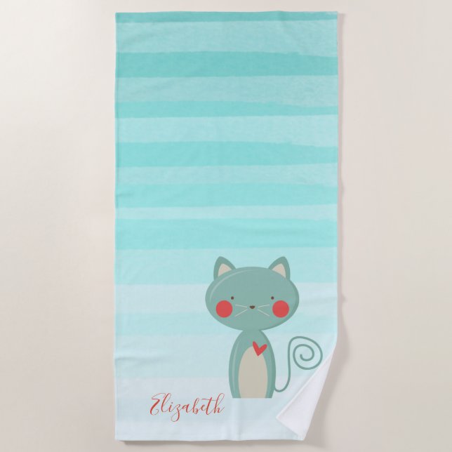 Toalla De Playa Gato de Personalizado caprichoso adorable - Person (Anverso)