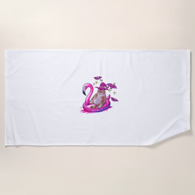 Toalla De Playa Gato En Una Piscina Divertido Tembloroso Verano Su (Anverso)