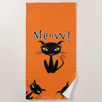Toalla De Playa Gato Negro Caprichoso ¡Miau!