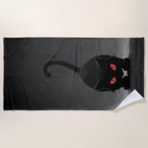 Gato negro con ojos rojos – Arte minimalista oscur
