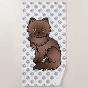 Toalla De Playa Gato Persa de Dibujos Animados Lindo de Chocolate