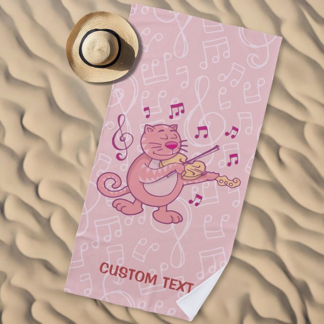 Toalla De Playa Gato rosa con violín (Subido por el creador)