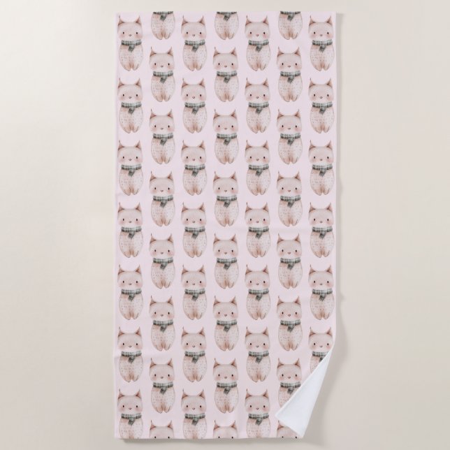 Toalla De Playa Gato Rubor Pink Meow (Anverso)
