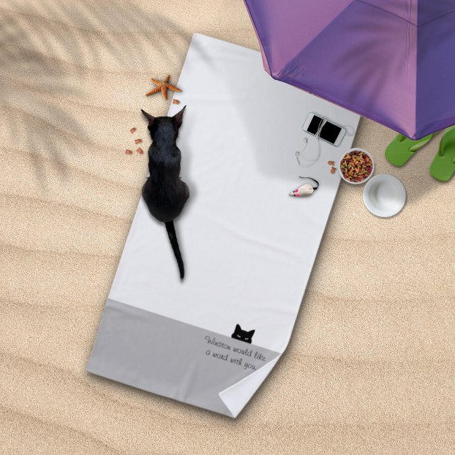 Toalla De Playa Gato Sigiloso Quisiera una Palabra  (Subido por el creador)