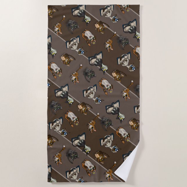 Toalla De Playa Gatos De Estudio Útiles (Anverso)