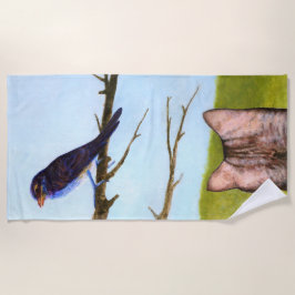 Toalla De Playa Gatos de Tabby hablan con aves