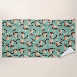 Toalla De Playa Gatos malvados siameses golpean las cosas