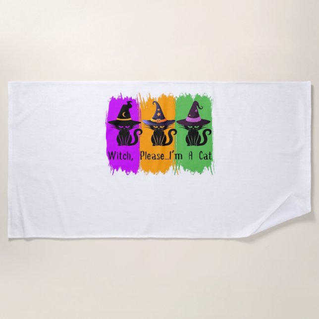 Toalla De Playa Gatos Negros En Gorras De Brujas Esencial Camiseta (Anverso)