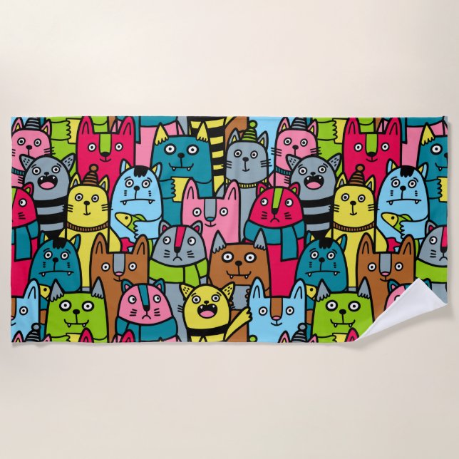 Toalla De Playa Gatos y gatos (Anverso)