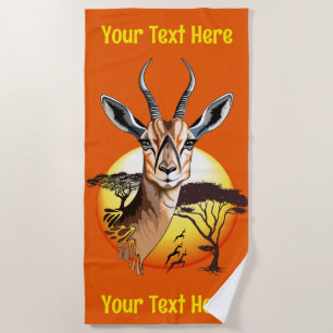 Toalla De Playa Gazelle Animal salvaje Antelope africano