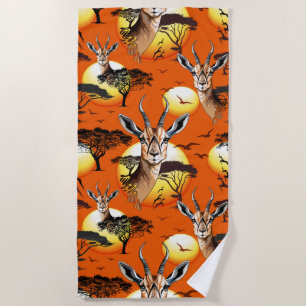 Toalla De Playa Gazelle Animal salvaje Antelope africano