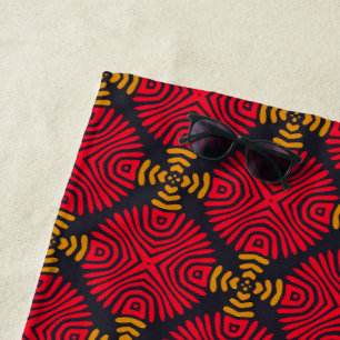 Toalla De Playa Geometría de la dinastía: Patrón rojo tradicional 
