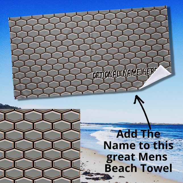 Toalla De Playa Geometric Hexagon 3D Look Textura Gris (Subido por el creador)