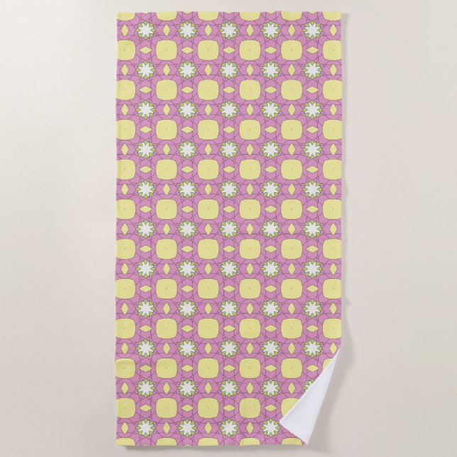 Toalla De Playa Geométrico floral retro estampado (Anverso)