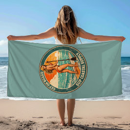 Toalla De Playa Get On Board SUP Pinup Paddleboard Retro Surf Shop