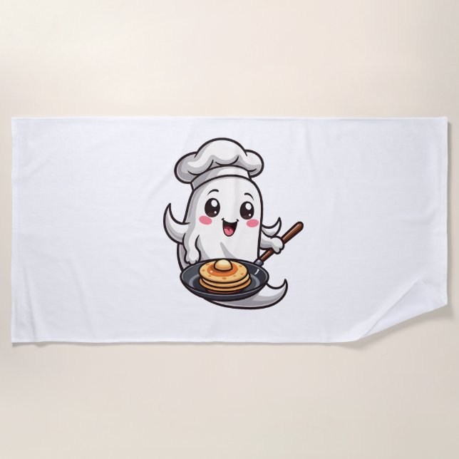 Toalla De Playa Ghost Chef - Gracioso Tee de Cocina Halloween (Anverso)