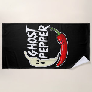Toalla De Playa Ghost Pepper Funny Spicny Hot Halloween Ghost Pepp