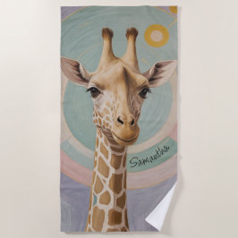 Toalla De Playa Gigante suave: Pastel Giraffe