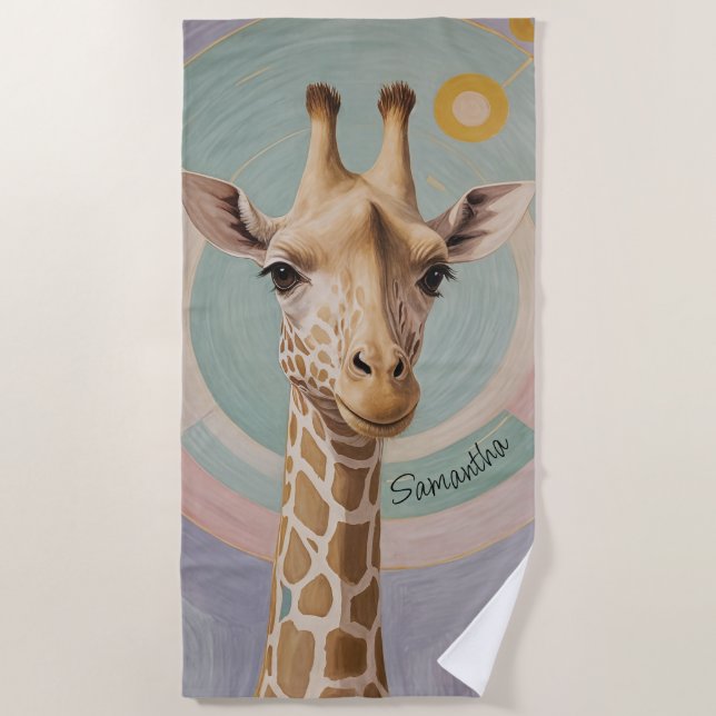 Toalla De Playa Gigante suave: Pastel Giraffe (Anverso)