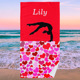 Toalla De Playa Gimnasia Chicas Corazones de San Valentín