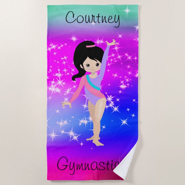 Toalla De Playa Gimnasia de chicas chupa gimnasta en Leotard (Anverso)