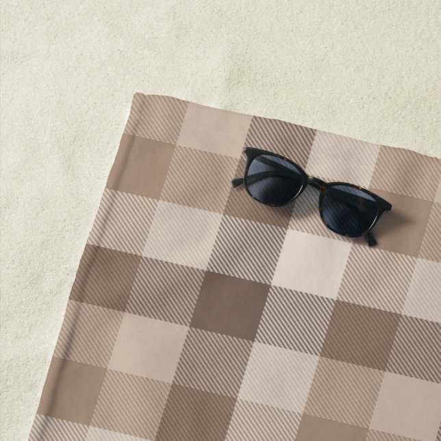 Toalla De Playa Gingham a cuadros bronceado tierra neutral  (In situ)