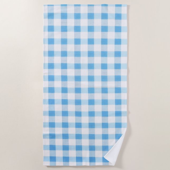 Toalla De Playa Gingham Azul Bebé (Anverso)