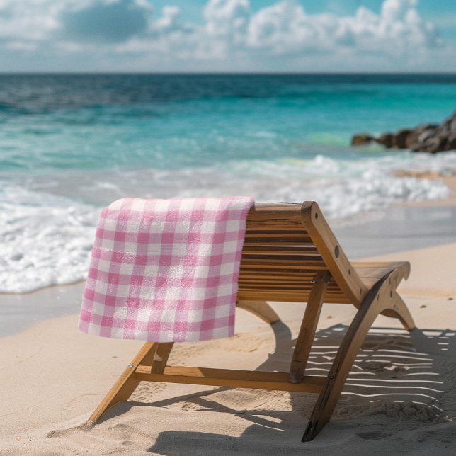 Toalla De Playa Gingham Rosa Bebé (Subido por el creador)