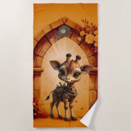 Toalla De Playa Girafa de bebé en steampunk-personalizado