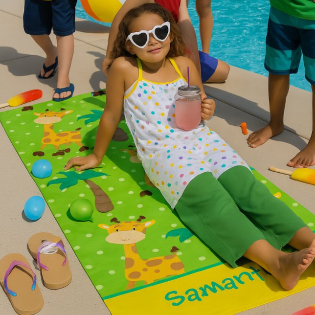 Toalla De Playa Giraffe Adventure con palmeras (Subido por el creador)