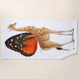 Toalla De Playa Giraffe alada de mariposa