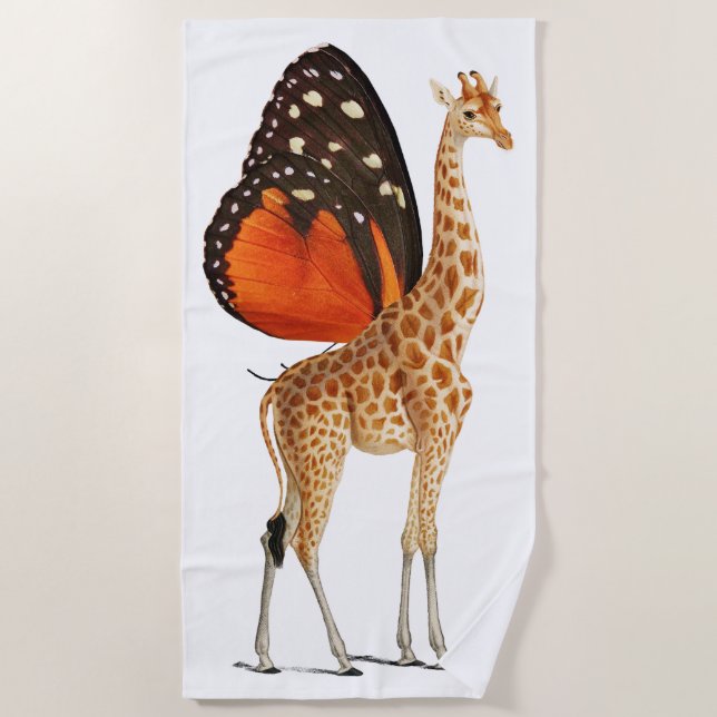Toalla De Playa Giraffe alada de mariposa (Anverso)