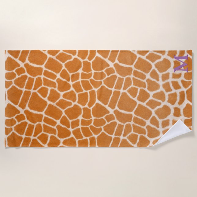 Toalla De Playa Giraffe Fur Realismo Animal Imprimir Monograma Púr (Anverso)