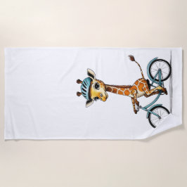Toalla De Playa Giraffe montando una bicicleta - Lápiz de mano