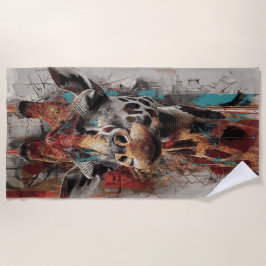 Toalla De Playa Giraffe Urban Street Art Portrait