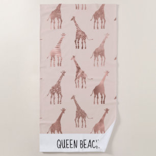 Toalla De Playa Giraffes rosadas de Rubor de oro Rosa moderno