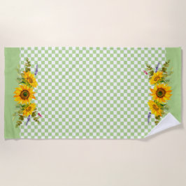 Toalla De Playa girasoles en tablero de ajedrez