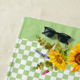 Toalla De Playa girasoles en tablero de ajedrez
