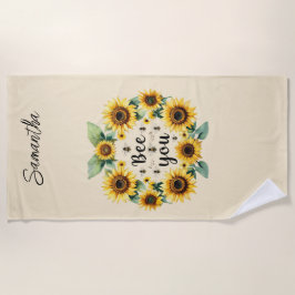 Toalla De Playa Girasoles Monogramados Abejas Abeja Tú Amarillo 