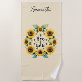 Toalla De Playa Girasoles Monogramados Abejas Abeja Tú Amarillo