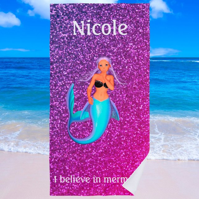 Toalla De Playa Girls "I Believe in Mermaids" Personalized (Subido por el creador)