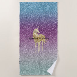 Toalla De Playa Girly Aqua Purple Mint Purpurina rosa negro unicor