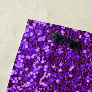 Toalla De Playa Girly Purple Purpurina Bling Glam Modern