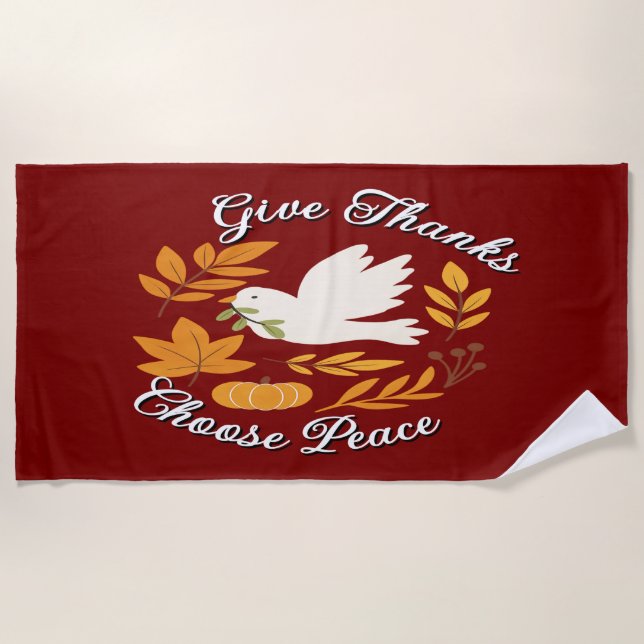 Toalla De Playa 'Give Thanks, Choose Peace' Beach Towel (Anverso)